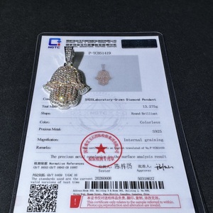 Colgante de Plata 925 con Diamantes Cultivados en Laboratorio, Diseño Hamsa, Estilo Hip Hop, Joyería Religiosa para Hombre, Súper Ventas - Product Image 3