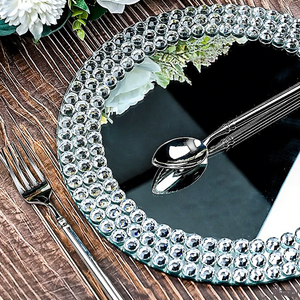 Dekorative Melamine Service Ladesc halen für Zuhause 13 Zoll Silber Essteller <span class=keywords><strong>Diamond</strong></span> Pattern Sparkling - Product Image 3