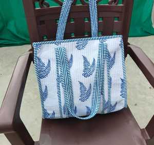 Bolso Tote Floral Jaipuri con Estampado de Bloques, Bolso de Compras para Mujer, Bolso de Hombro de Algodón Hecho a Mano, Nueva Colección - Product Image 3