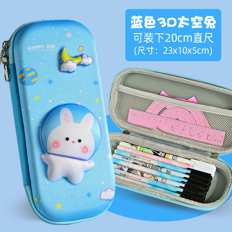 Conejo espacial azul en lienzo 3D