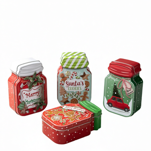 Boîte à biscuits de Noël XH avec couvercle, boîte-cadeau vide pour bonbons, emballage de fête - Product Image 1