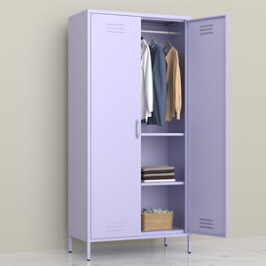Armoire en acier colorée pour chambre à coucher Armoire de rangement en métal autoportante avec 2 portes pour placard ou salon pour enfants - Product Image 2