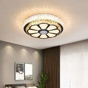 Modern Living Room Crystal RGB MUSIC Led Ceiling Lamp European Fashion Gold Round Bedroom Lighting Decoration Ceiling Lights