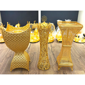Bruciatore di Incenso Arabo in Metallo Dorato di Lusso, Decorazione per Soggiorno e Festival, Motivi Raffinati, Bruciatore per Incenso Aromatico - Product Image 2