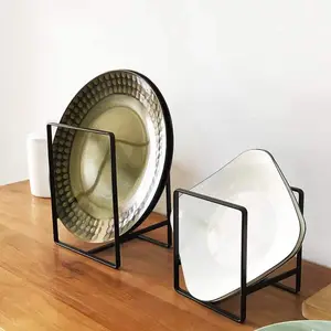 Organizador de soporte de placa, paquete de 2, estante de almacenamiento de placa, estante de secado de platos, soporte organizador de platos de Metal para mostrador de cocina