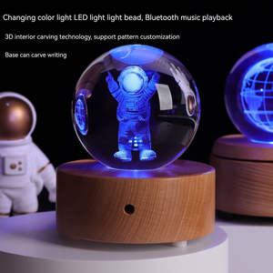 Système solaire créatif Boule de cristal Boîte à musique Bluetooth Lumière de couleur Décoration de table gravée en 3D Cadeau de Noël - Product Image 5