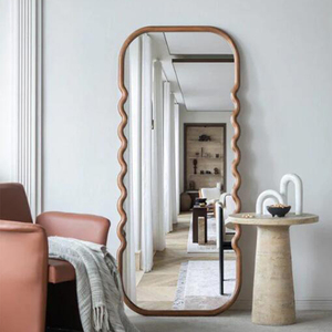 Nouveau Design 2025 Mur Plancher Ondulé Forme <span class=keywords><strong>Miroir</strong></span> Cadre En Bois Massif <span class=keywords><strong>pour</strong></span> Salon <span class=keywords><strong>Couloir</strong></span> Moderne <span class=keywords><strong>Grand</strong></span> Corps Longueur <span class=keywords><strong>Miroir</strong></span> - Product Image 3