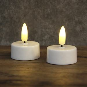 2 Packs de fausses bougies chauffe-plat sans <span class=keywords><strong>flamme</strong></span>, blanches et scintillantes, 3D Real Flame Battery Plastic LED Tea Light for Decoration - Product Image 1
