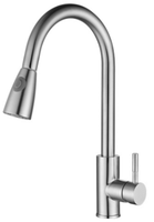 Prix bas Robinets d'évier de cuisine avec pulvérisateur à tirette Mitigeur Nickel brossé Robinet de cuisine à tirette Argent Moderne