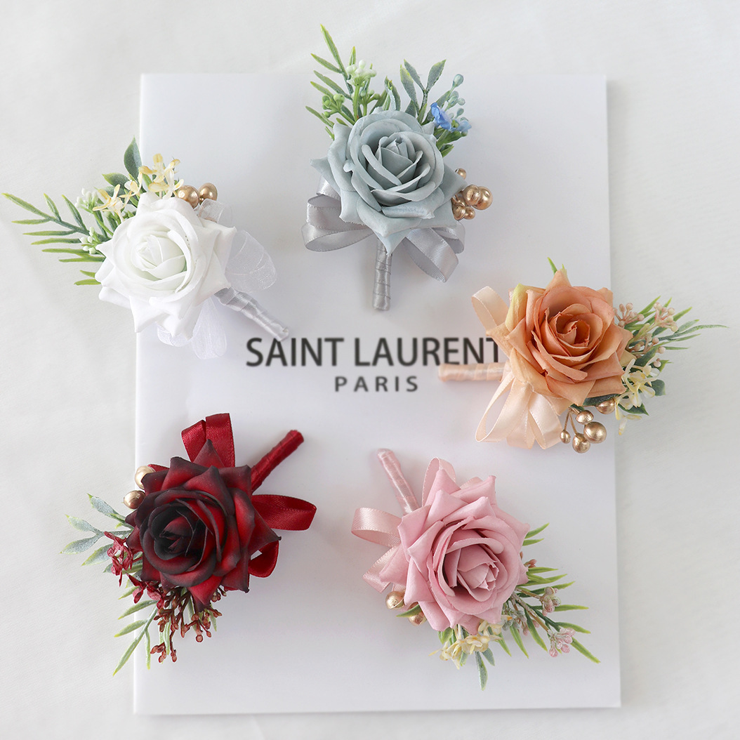 wedding boutonniere blue pink