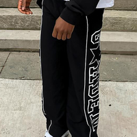 Pantalon de survêtement en nylon avec bandes latérales, léger, coupe ample, jambe large, sérigraphie, pour homme, séchage rapide