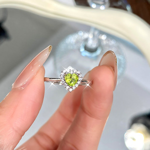 9 Anillos Clásicos con Halo, Corte Corazón de 5mm, Piedras Naturales, Ajustables, Plata de Ley 925, Diseño Minimalista, Joyería para Mujer - Product Image 4