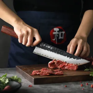 Nouveau couteau Sakimaru en acier inoxydable à haute teneur en carbone, couteau de cuisine japonais pour chef, couteau à sashimi, manche en bois rouge et corne de buffle - Product Image 4