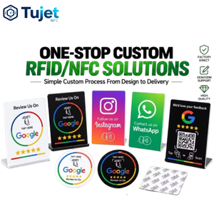 Carte NFC per Recensioni su Google, Biglietti da Visita Programmabili con Codice <span class=keywords><strong>QR</strong></span> e Chip NTAG215, Impermeabili - Product Image 1