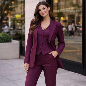 Traje de Pantalón de Tres Piezas Personalizado para Mujer, Conjunto Elegante de Blazer, Chaleco y Pantalón, Ropa Formal para Invitadas de Boda, Proveedor de Ropa - Product Image 1
