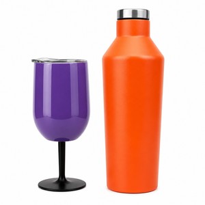 Set di bicchieri <span class=keywords><strong>da</strong></span> vino in acciaio inossidabile con isolamento sottovuoto, <span class=keywords><strong>bottiglia</strong></span> d'acqua portatile con manico e coperchio, <span class=keywords><strong>calice</strong></span> <span class=keywords><strong>da</strong></span> vino per campeggio e feste all'aperto - Product Image 5