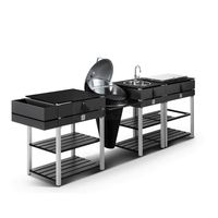 Installation gratuite, barbecue extérieur personnalisable, armoire de cuisine extérieure en acier inoxydable imperméable, îlot barbecue, grilles de barbecue