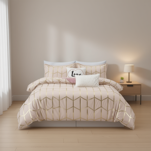 Juego de Edredón con Estampado Metálico de 4 Piezas, Tamaño Queen, Ropa de Cama Moderna, Decoración del Hogar - Product Image 2