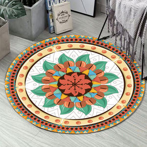 Alfombra Redonda Wan Xinlong con Diseño Mandala, Estilo Bohemio, Antideslizante, para Sala de Estar, Lavable a Máquina, Patrón YJL 132483 - Product Image 4