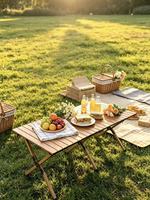 Table de pique-nique pliante rectangulaire portable en acier au carbone pour camping en plein air, style glamping, pour vendeurs de rue - Vente en gros