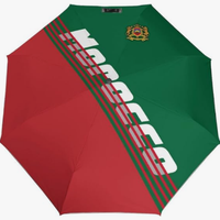 Parapluie pliant entièrement automatique à motif drapeau marocain, style ethnique, avec couche anti-UV haute performance