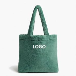 Bolsa de Compras Personalizada de Gran Capacidad, Estilo Simple, Tipo Teddy, de Felpa Suave y Peluda - Product Image 1