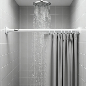 Poteau de rideau de douche télescopique en <span class=keywords><strong>baie</strong></span> vitrée <span class=keywords><strong>sans</strong></span> perceuse tige réglable matériau Durable et facile à utiliser prix bas pour rideaux de salle de bain - Product Image 1
