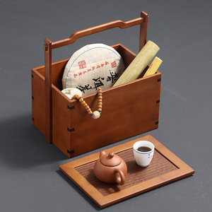 Retro Style Chinese Tea <b>Storage</b> Box Rectangular Wooden With Handle For Tea Ceremony Accessories - Product Image 1