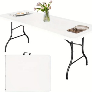 Table pliante d'extérieur portable personnalisée <span class=keywords><strong>de</strong></span> 6,8 pieds, en plastique blanc, design moderne pour événements et fêtes - Product Image 4