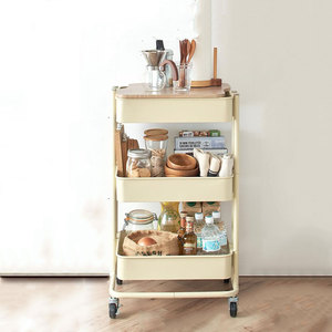 Multi Function Green Plant Shelf With <strong>Wheels</strong> 3 Tier Mobile Snack Storage Cart <strong>Rack</strong> Kitchen With Tray Fruits <strong>Vegetables</strong> Organizer - Product Image 4