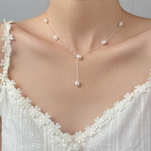 Collier en argent S925, tempérament frais et doux, exquis, simple, vent, ballon, chien, perle, collier cassé, Y02239, pendentifs fins - Product Image 1