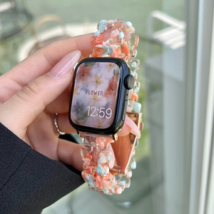 Fahion nuevo diseño chica <span class=keywords><strong>mujer</strong></span> Color caramelo resina Correa mariposa resina reloj inteligente banda <span class=keywords><strong>para</strong></span> <span class=keywords><strong>Apple</strong></span> <span class=keywords><strong>Watch</strong></span> 41mm 45mm - Product Image 1