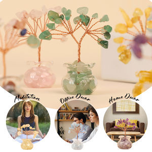 Mini ramas de piedras preciosas de árbol de dinero de cristal Feng Shui con base de vidrio para decoración de escritorio y regalos - Product Image 4