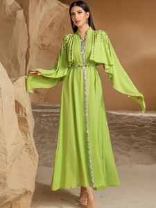 Nuevo Chal de Diamantes Cosido a Mano en Amarillo-Verde, Vestido Musulmán <span class=keywords><strong>para</strong></span> Mujer, <span class=keywords><strong>para</strong></span> Uso Diario y Festivo en el Medio Oriente - Product Image 1