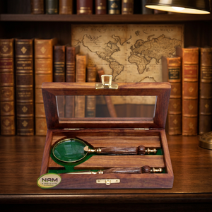 Mejor calidad hecho a mano Sheesham madera antigua imitación pulido Magnifine vidrio cuchillo caja de madera INAM artesanías estilo europeo - Product Image 2