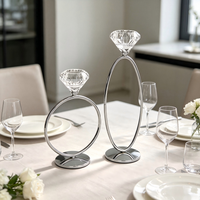 Supports de bougies modernes en fer électroplaqué et cristal, bougeoirs en verre transparent, vendus séparément ou en ensemble complet