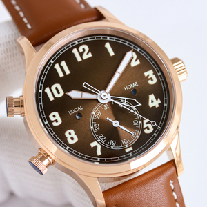 Montre de pilote haut de gamme pour <span class=keywords><strong>homme</strong></span>, style aiguille, calendrier, fond saphir transparent, <span class=keywords><strong>lunette</strong></span> à double palier, montre d'affaires haut de gamme - Product Image 2