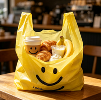 Sac de transport en HDPE avec logo personnalisé, sac de courses en plastique PE durable pour épicerie, commerce de détail et plats à emporter