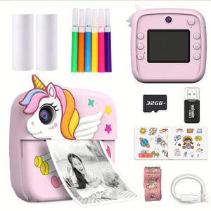 Appareil photo pour enfants sans fil HD avec impression de dessins animés, imprimante photo instantanée mini portable professionnelle, mémoire intégrée de 32 Go, écran de 2,4 pouces - Product Image 1