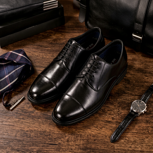 BIZ-ART Men's Black Round Toe Lace-Up <b>Waterproof</b> Oxfords Anti-Slippery Dress <b>Shoes</b> Office Career Wear - Product Image 1