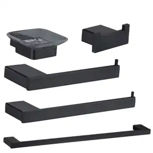 Set di Hardware dal Design semplice unico cinese set di accessori per il bagno in ottone nero piatto accessori per il bagno Set di accessori per il bagno