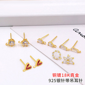 S925 Sterling Silver Diamond Earrings 18K Gold Plated Round Brilliant Cut Women's Everyday Wear Jewelry Accessories - Product Image 5