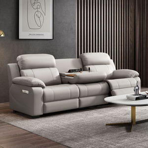 Ensemble de meubles modulaires de salon en cuir PU inclinables électriques, canapé inclinable 3 places avec ports USB, vente en gros - Product Image 2