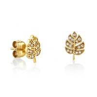 Boucles d'oreilles fantaisie en forme de feuille de monstera, bijoux féminins, en argent Sterling 925, à la mode