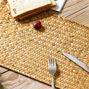 Водяная гиацинтовая плетеная подставка под столик, стойкие к пятнам, подставка под чашку с держателем, кокосовый Настольный коврик, ротанговая зарядная тарелка - Product Image 5