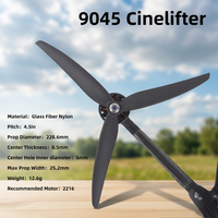 Hélices de drone GEMFAN 9045 Cinelifter en fibre de verre et nylon à 3 pales CW+CCW pour drones cinématiques et de levage lourd