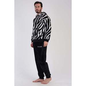 Ensemble de pyjama zippé à capuche doux pour homme avec poches à revers et design épaules tombantes - Product Image 2