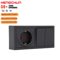 CE Nouveau Design Grand Bouton Poussoir Lisse 2 Gang 1 Voie 250V 16A PC Matériel UE Norme Européenne Électrique Interrupteur Mural et Prise