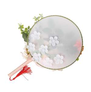 Éventail circulaire rétro en soie véritable, pour <span class=keywords><strong>bouquet</strong></span> <span class=keywords><strong>de</strong></span> <span class=keywords><strong>mariée</strong></span>, fleurs chinoises, livraison gratuite - Product Image 5