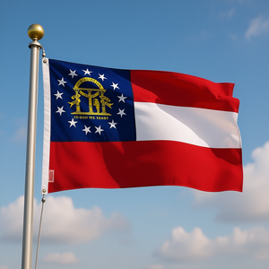 Bandera del estado de Georgia de 4x6 pies, poliéster hilado, diseño bordado, ojales de latón, para interiores y exteriores, resistente, para todo tipo de clima. - Product Image 2